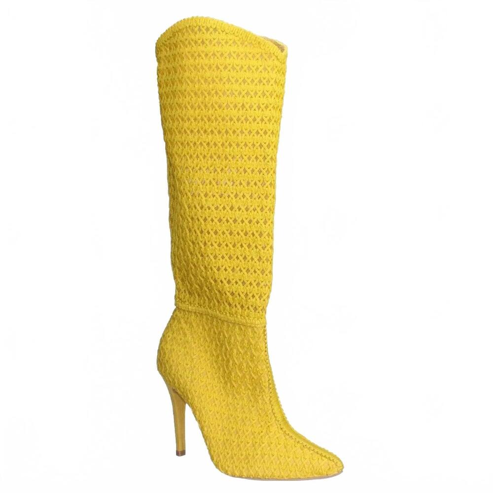 NEW BRUNO MENEGATTI women's emily tall crochet boots in yellow